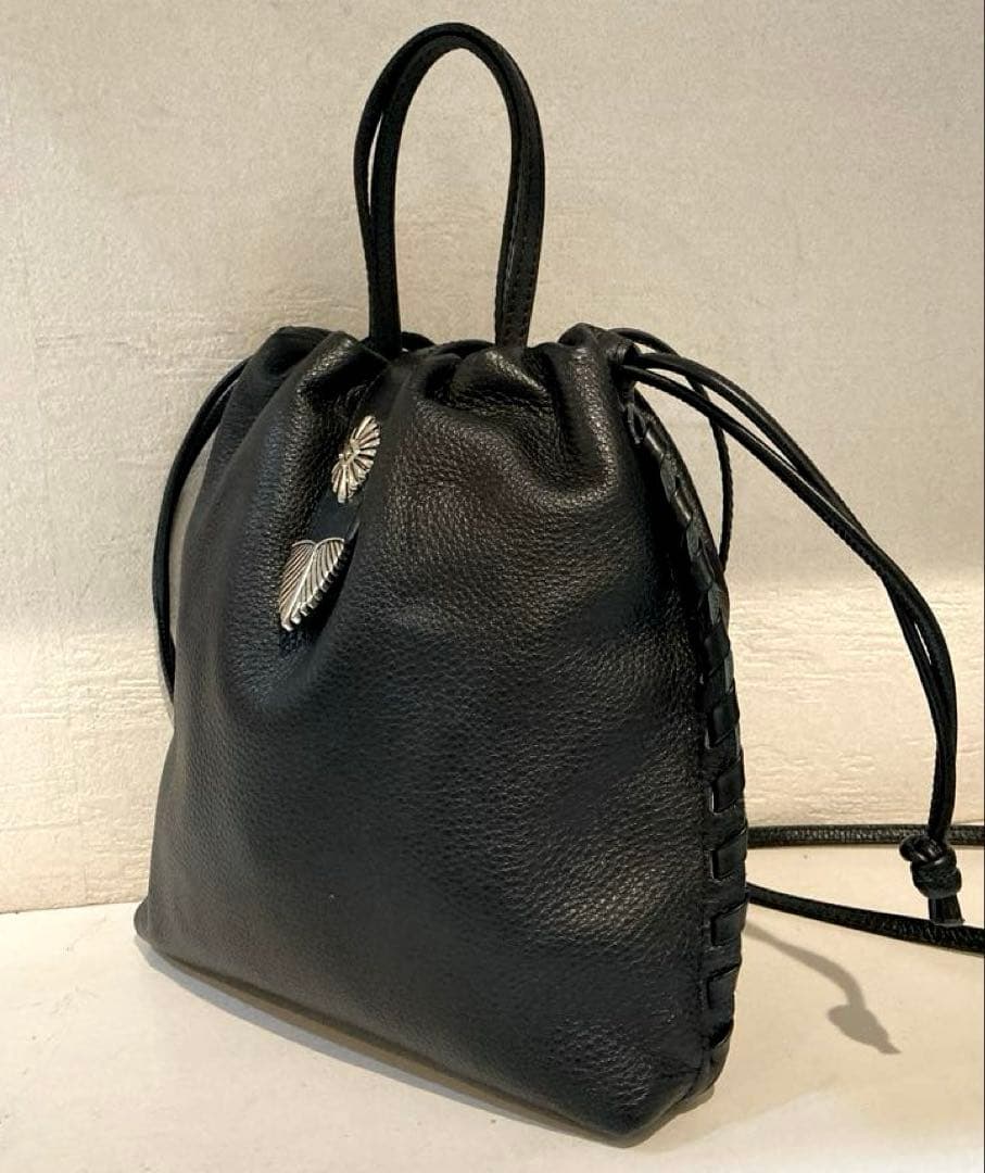 【美品】ear PAPILLONNER バックル巾着ショルダーバッグ　S 黒