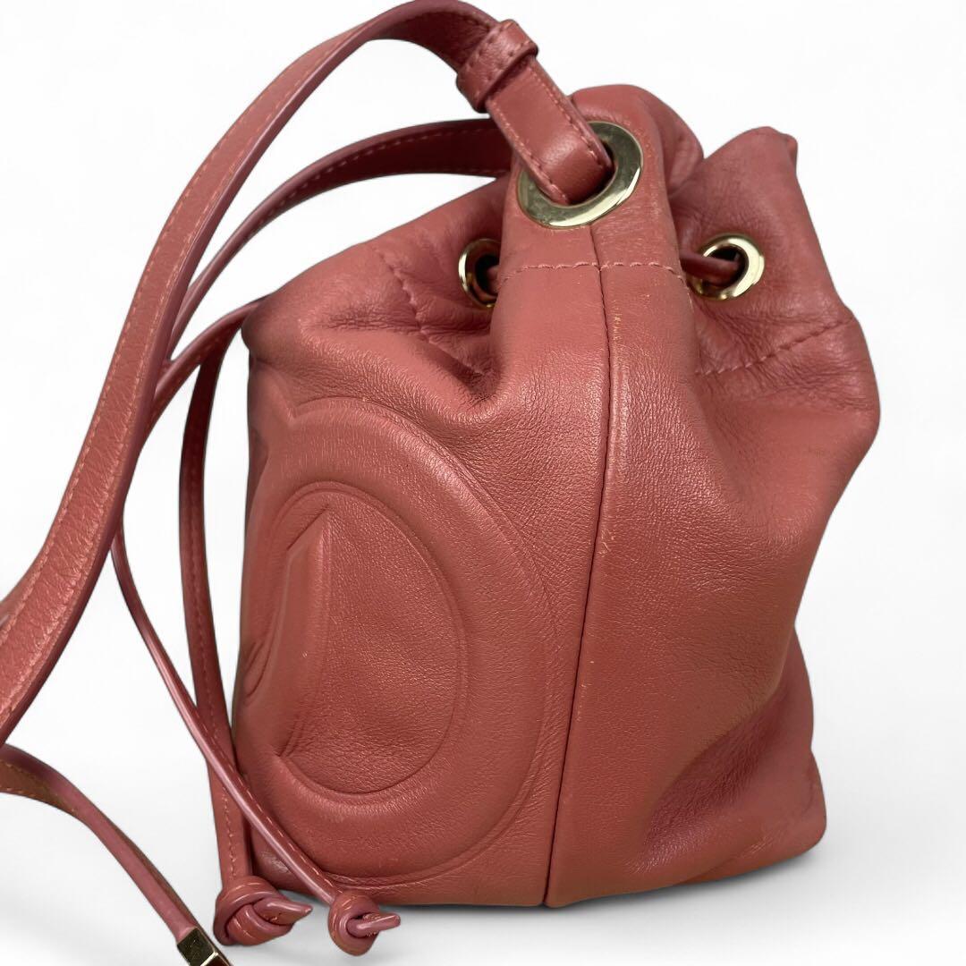 美品　ジミーチュウ　ジュノ　ショルダーバッグ 巾着　ローズウッド レザー