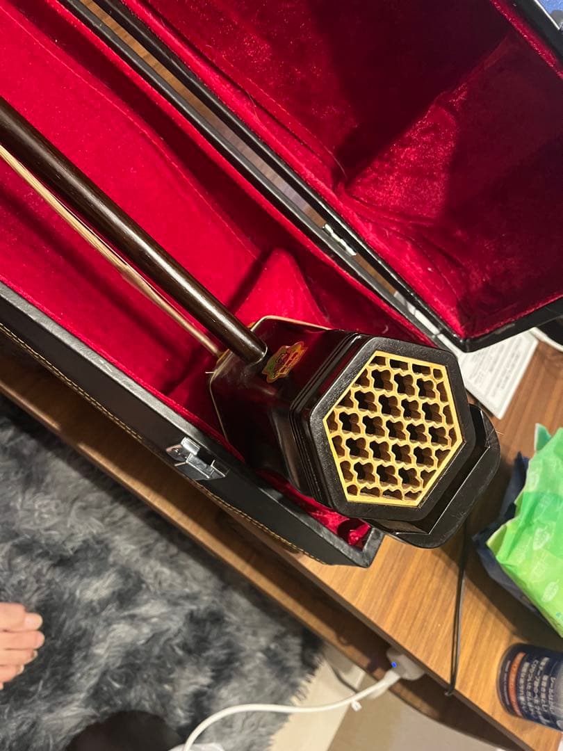 二胡 敦煌牌 上海民族楽器 胡弓 南胡 弦楽器 ハードケース付 中国