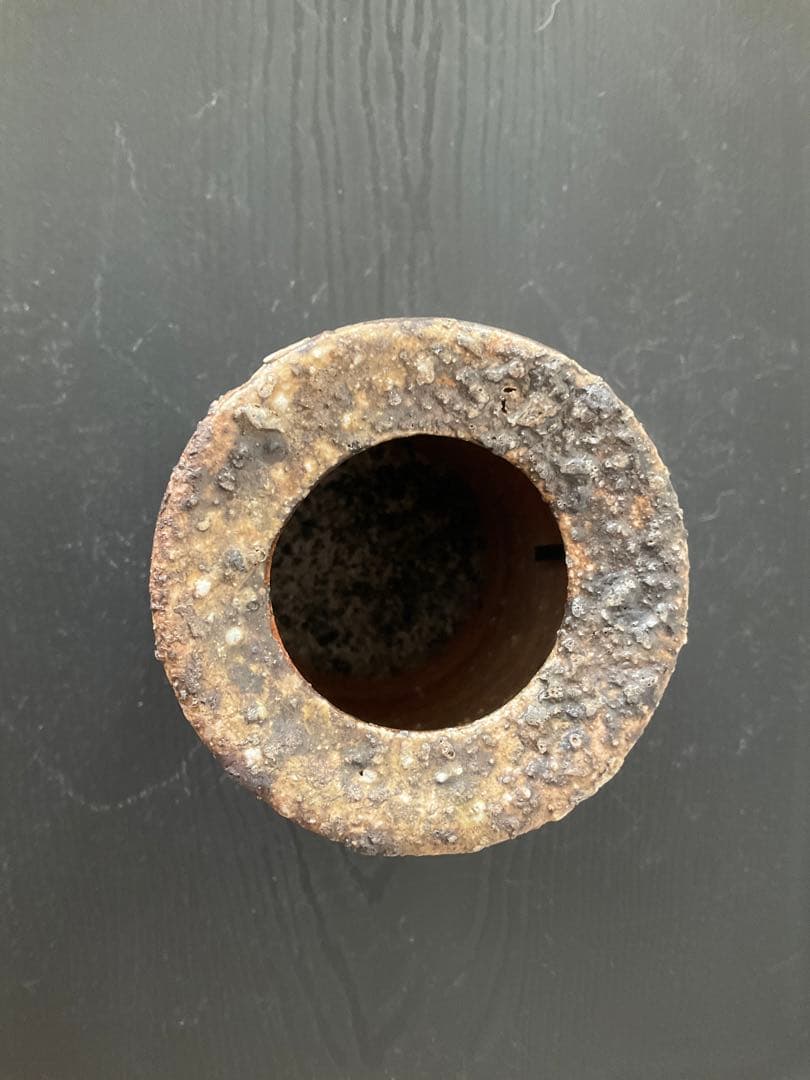 伊賀焼　岸野寛　寛白窯　伊賀焼〆掛花入　花入　花瓶