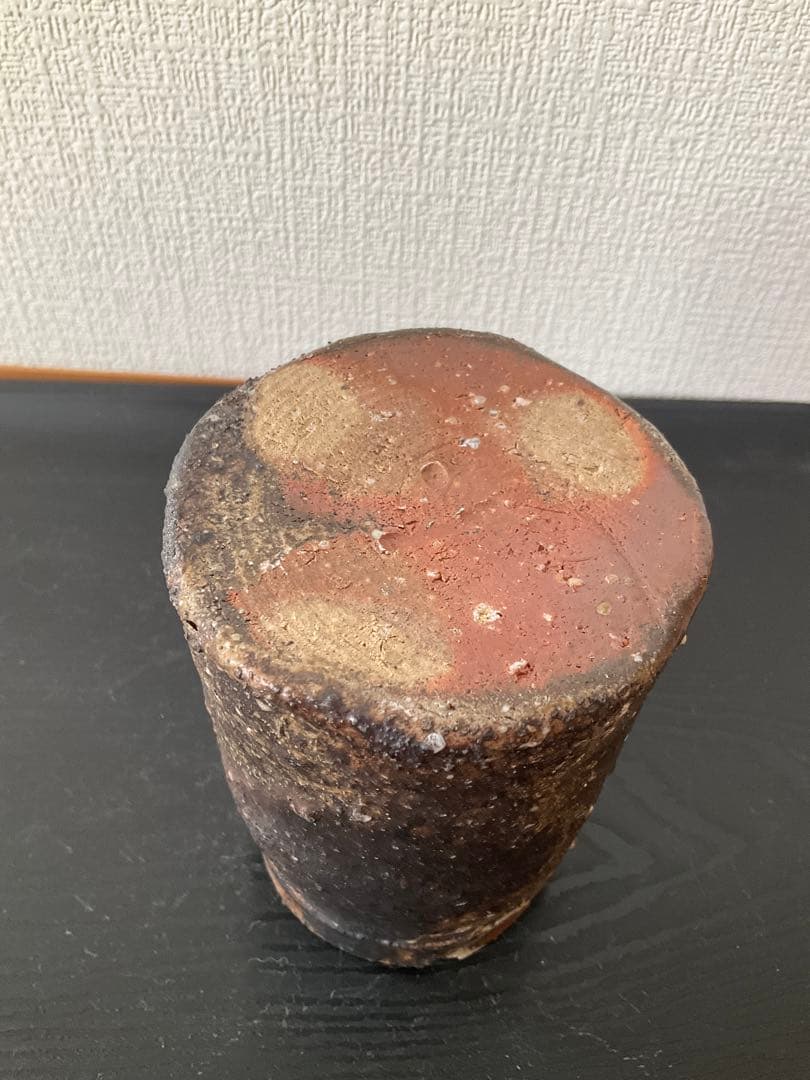 伊賀焼　岸野寛　寛白窯　伊賀焼〆掛花入　花入　花瓶