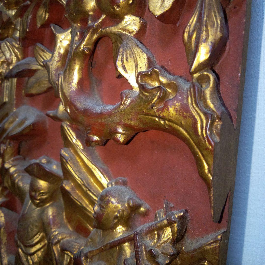 中国　浮き彫り　木彫