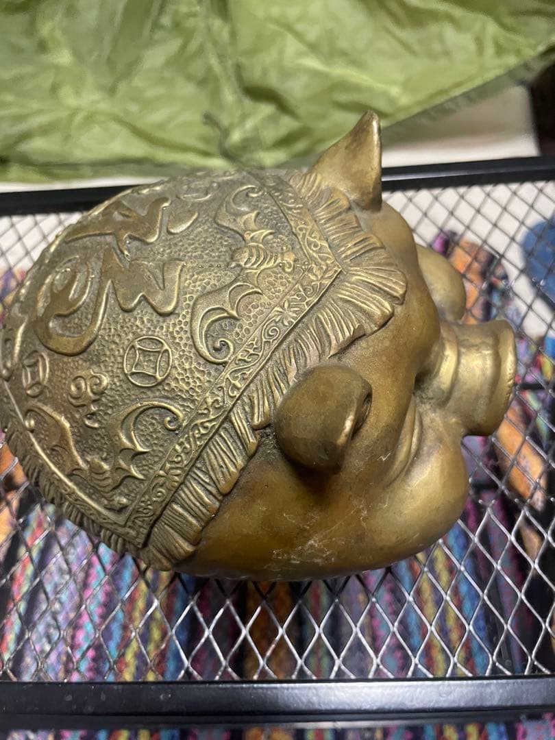 真鍮製 豚の置物 福の文字入り オブジェ