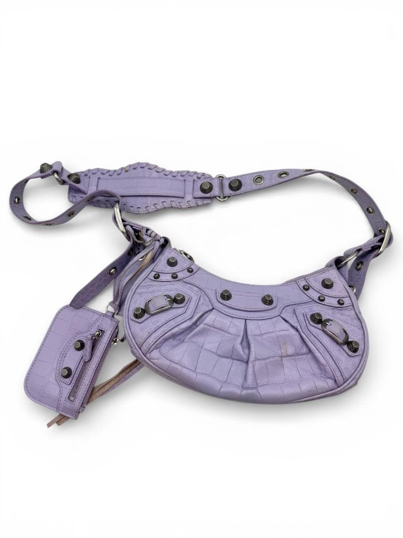 BALENCIAGA Le Cagole XS ライラック クロコ型押し