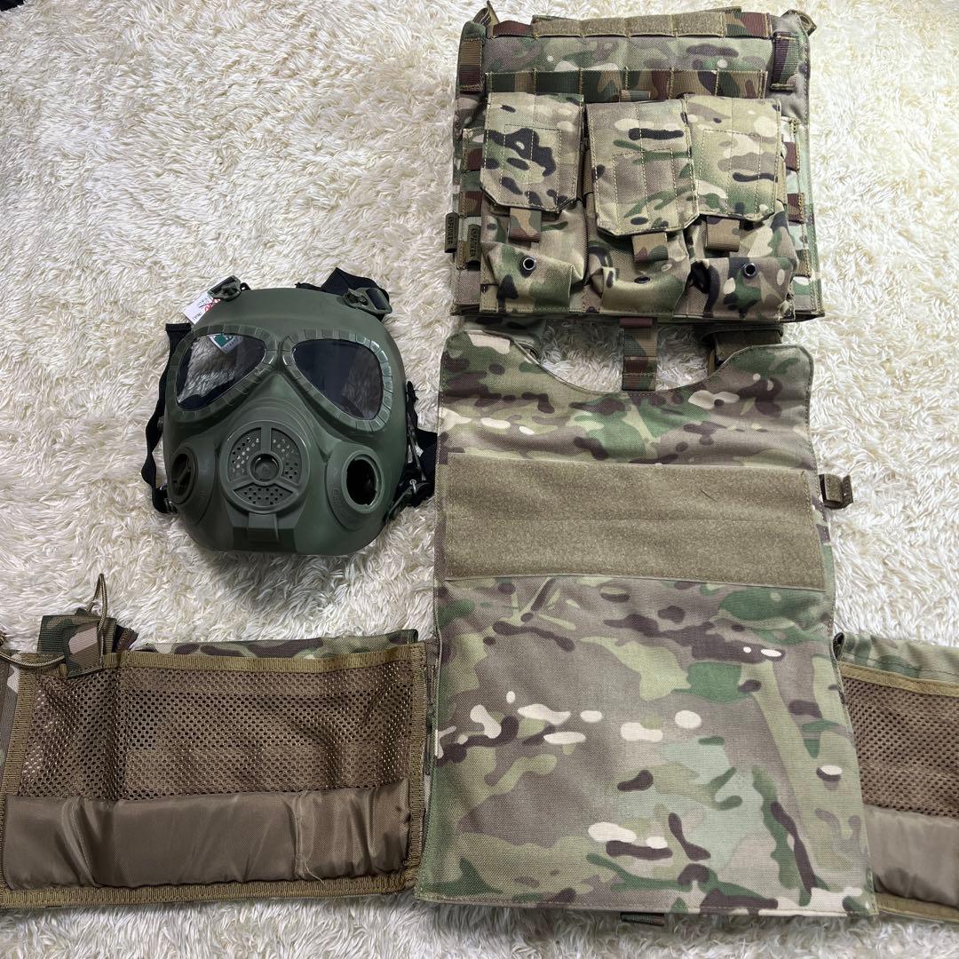 サバゲー★美品◎カモフラージュベスト　マスクセット★