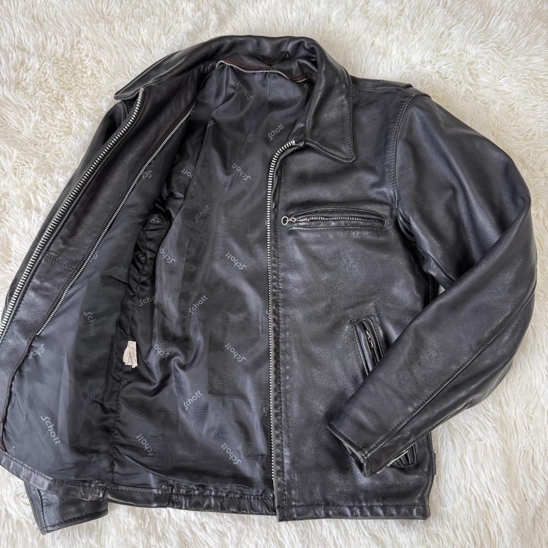 【希少32✨】ショット SCHOTT シングル ライダース レザージャケット 黒