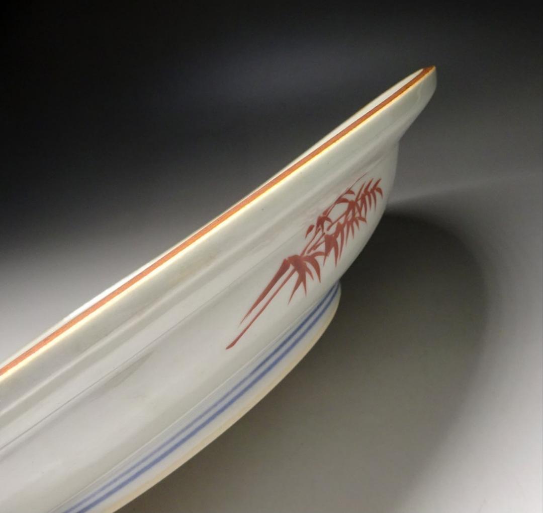 九谷焼 太田俊英 造 賢人紋 大皿 幅約32cm 青手九谷 f031314