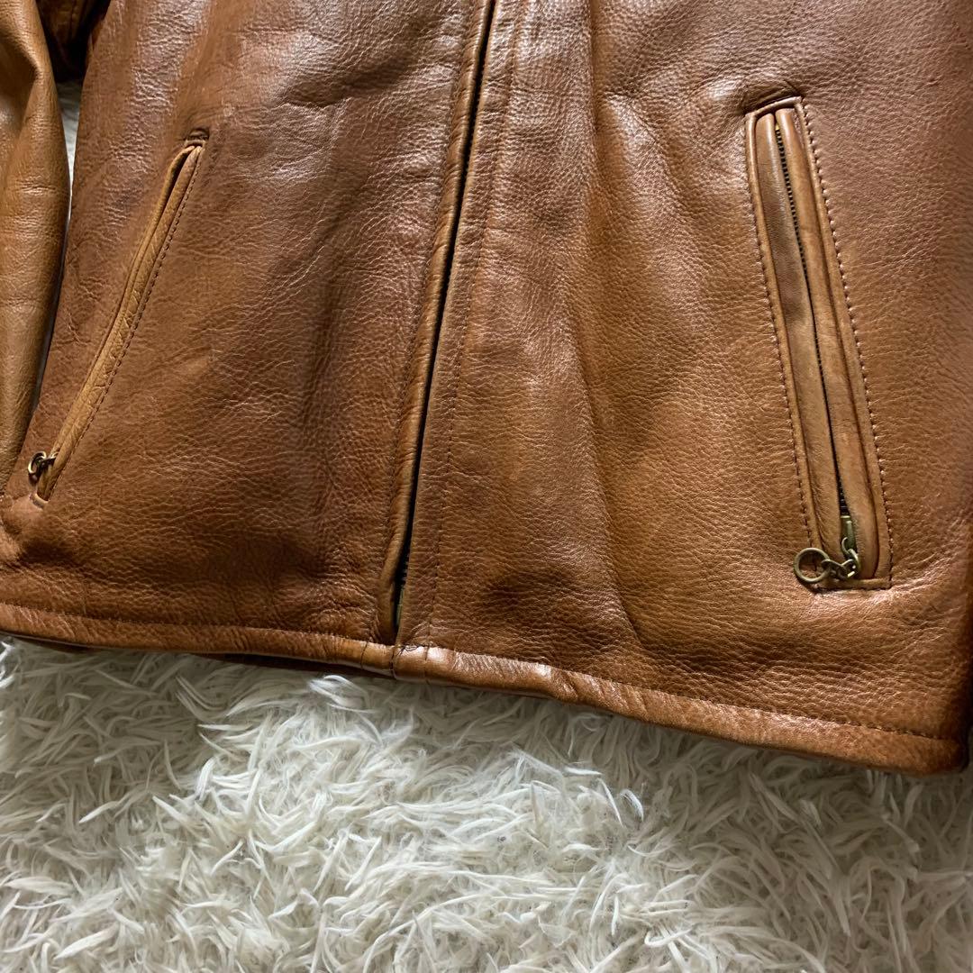【雰囲気抜群】SCHOTTライダースジャケット 641 本革 キャメル 38