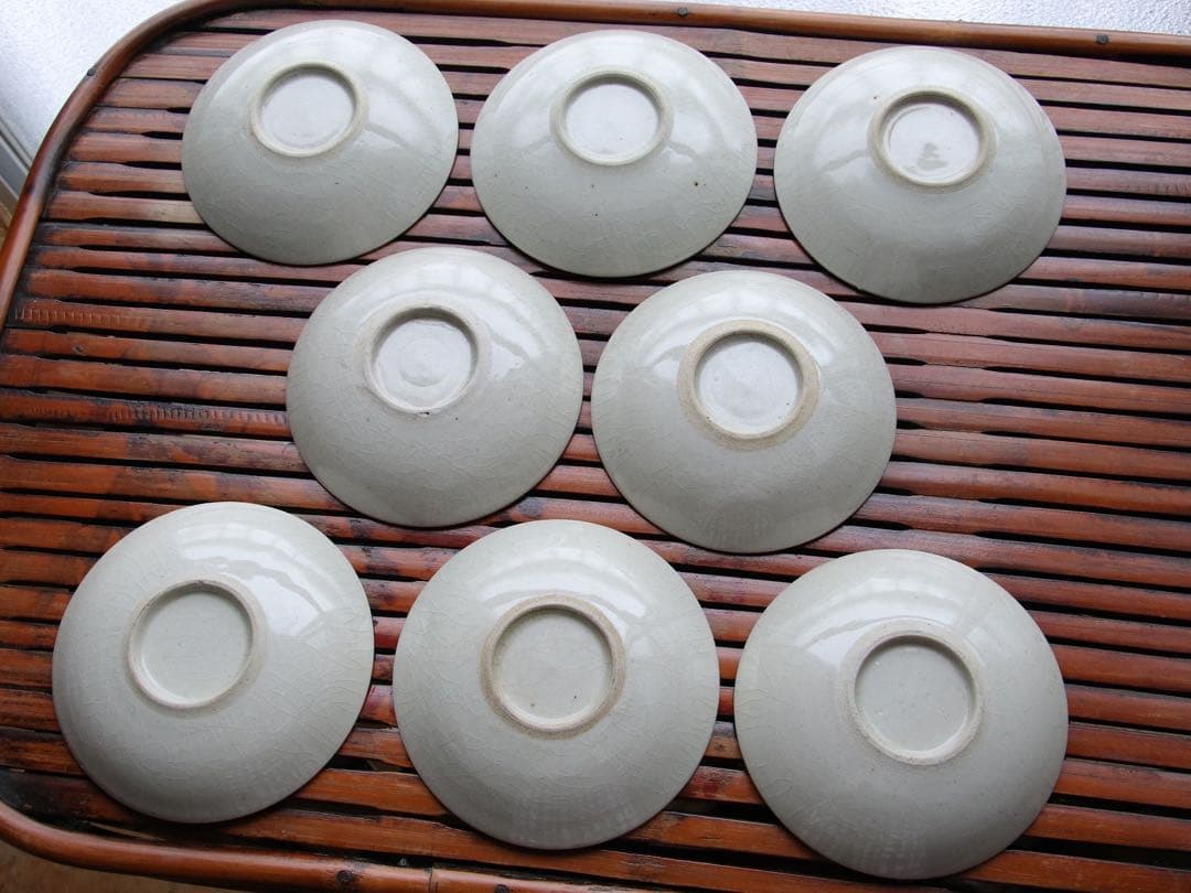 陶芸　清水焼　京都名所絵皿　８枚　木箱付　11.8cm