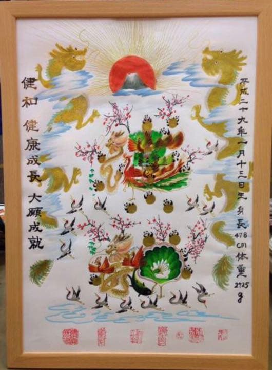 A3サイズ額縁付き　大　開運風水花文字　開運絵画　名前を書き　誕生日　贈り物最適