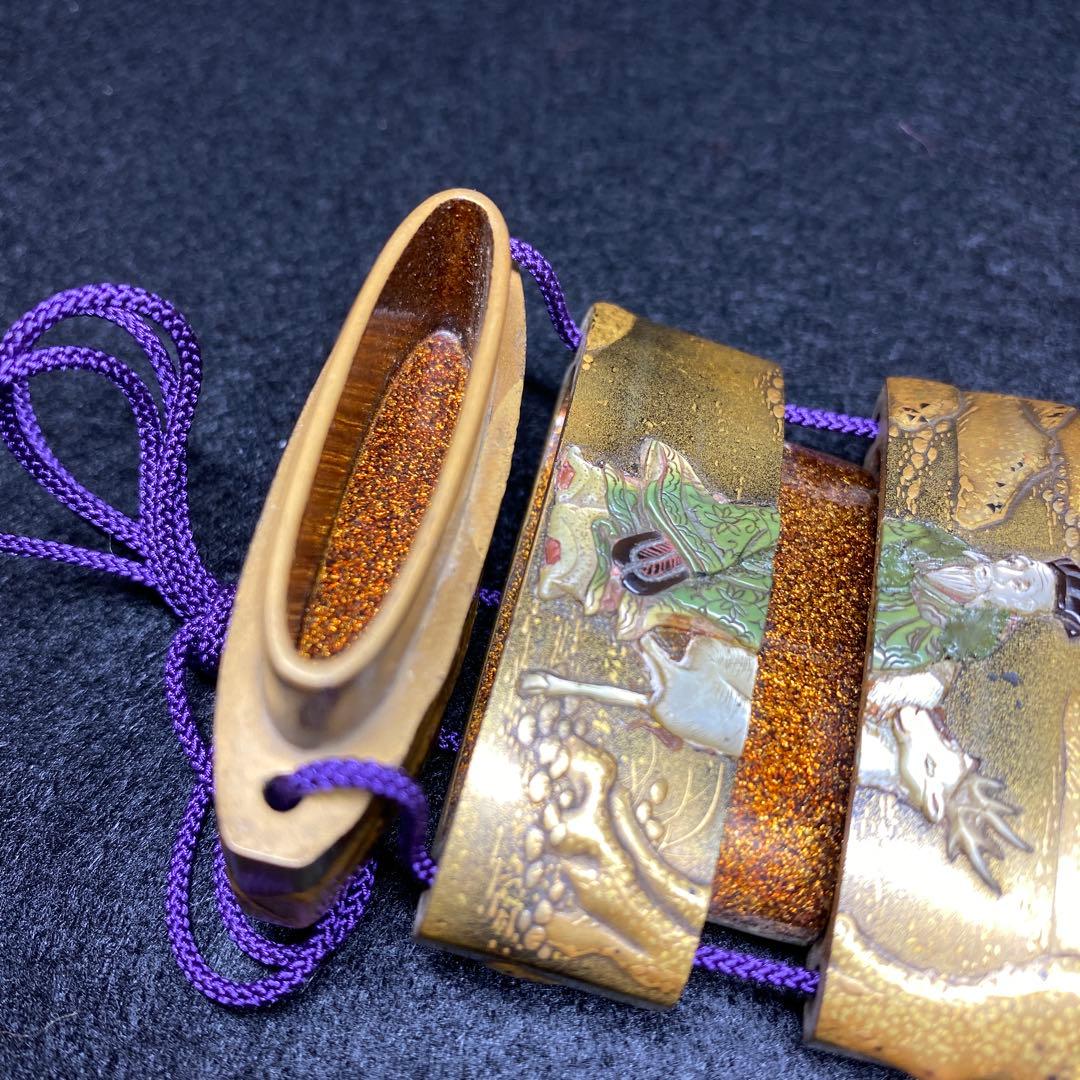 専用　芝山　鹿寿老　蒔絵印籠根付　50g 東Y7-0213☆2Fチヒエ