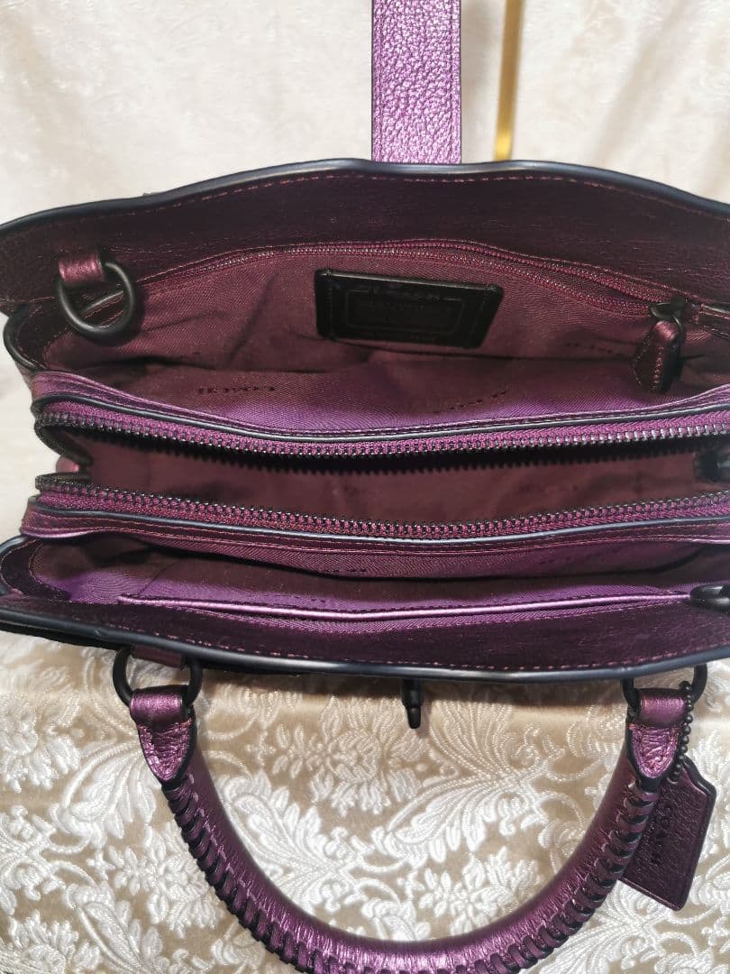 希少　コーチ　COACH　メタリック　パール　2WAY　ショルダー　ハンドバッグ