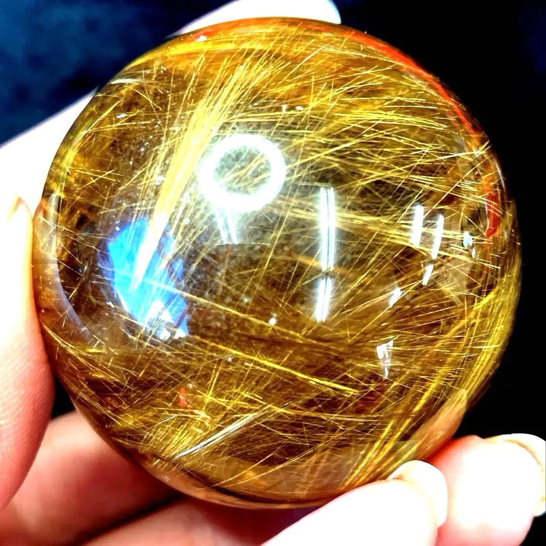 超絶綺麗✨48mm ゴールドルチルクォーツ　丸玉　スフィア　金針水晶