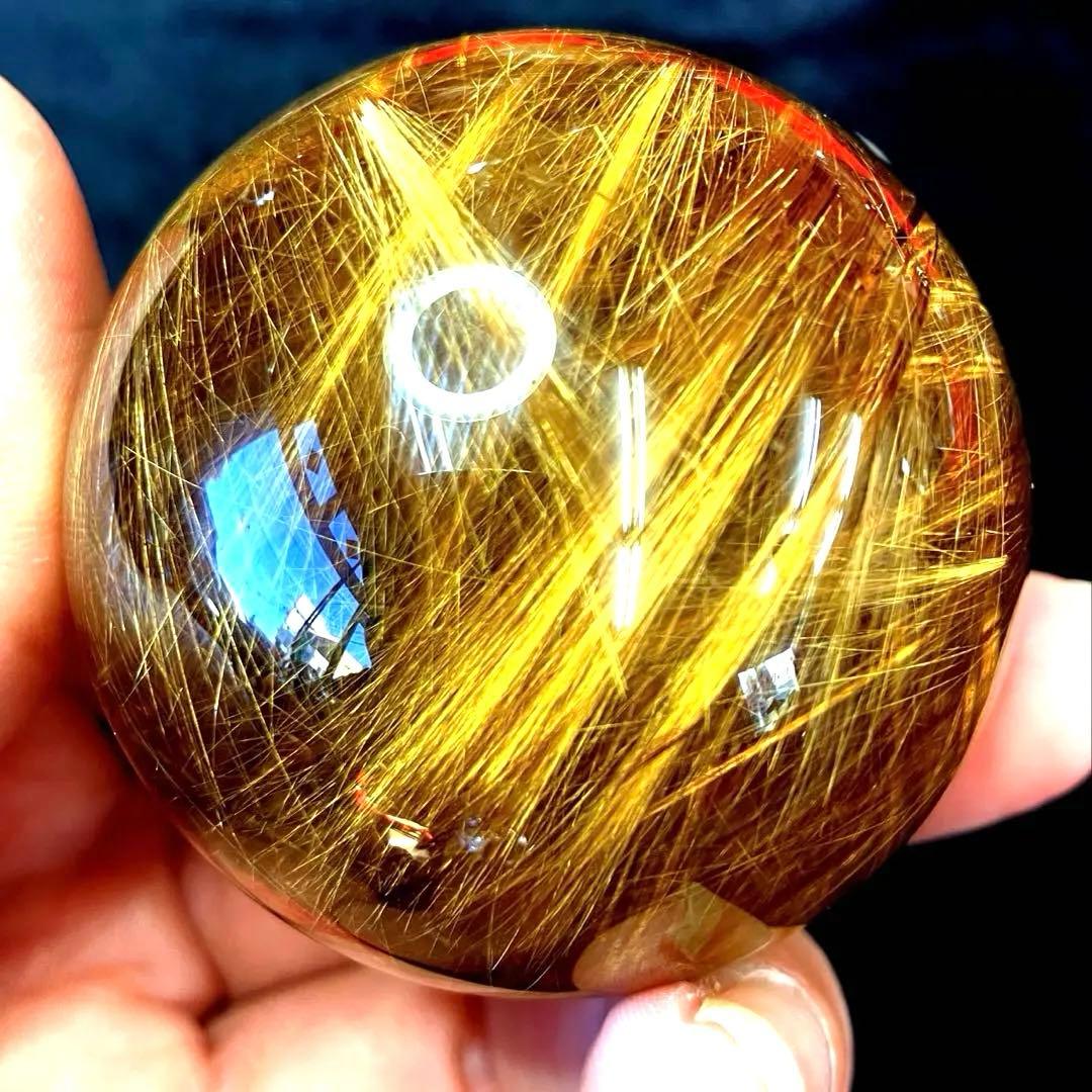 超絶綺麗✨48mm ゴールドルチルクォーツ　丸玉　スフィア　金針水晶
