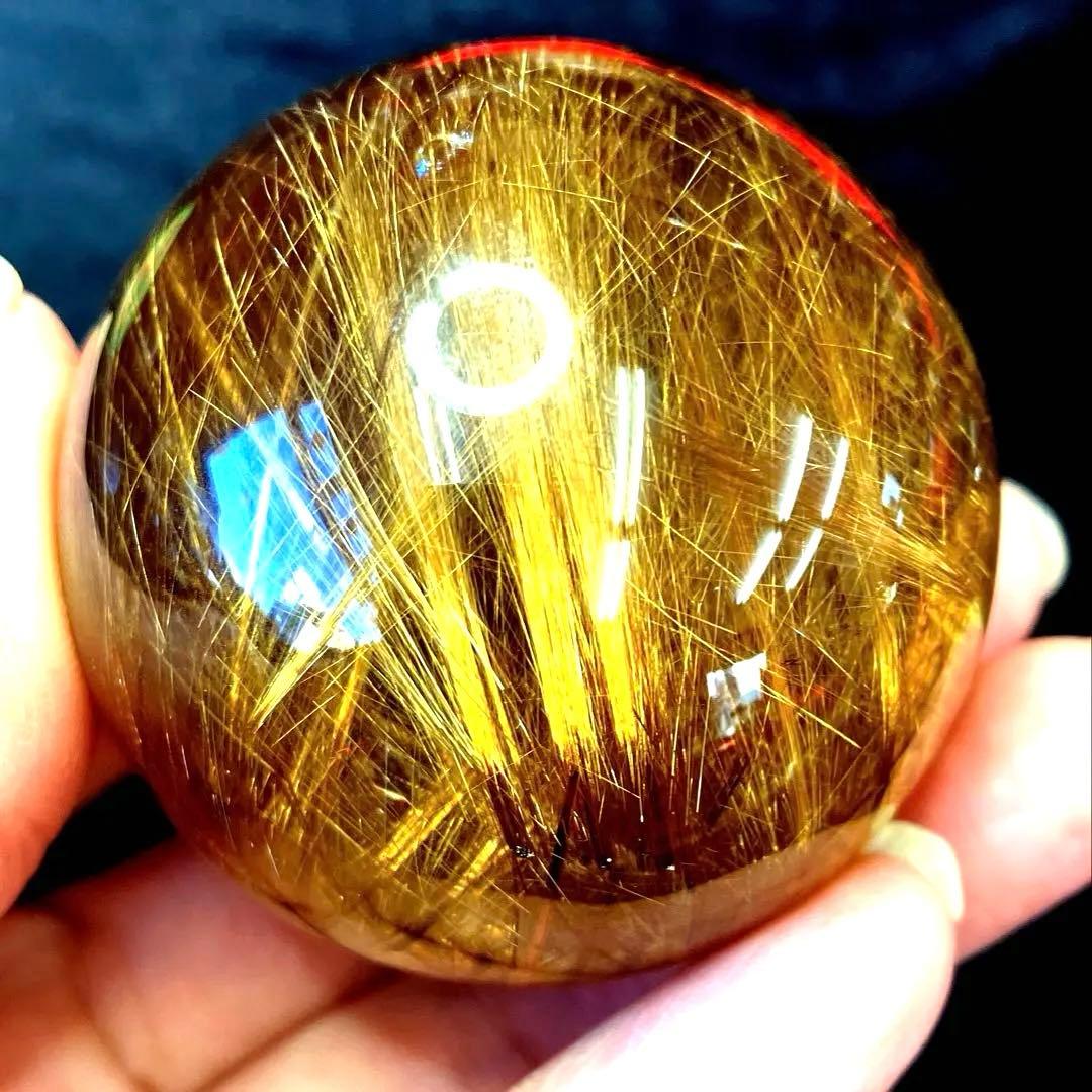 超絶綺麗✨48mm ゴールドルチルクォーツ　丸玉　スフィア　金針水晶