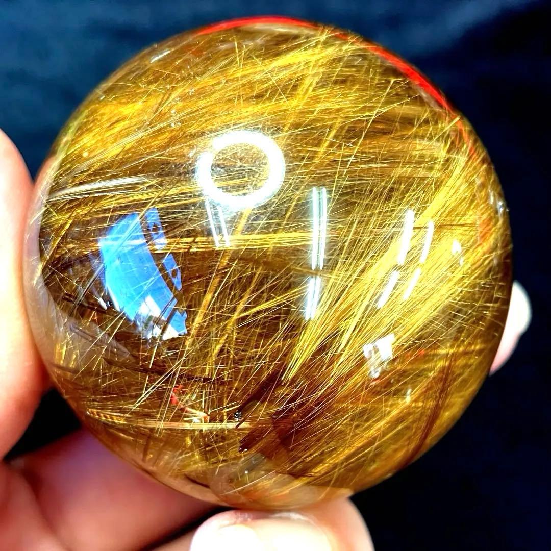 超絶綺麗✨48mm ゴールドルチルクォーツ　丸玉　スフィア　金針水晶