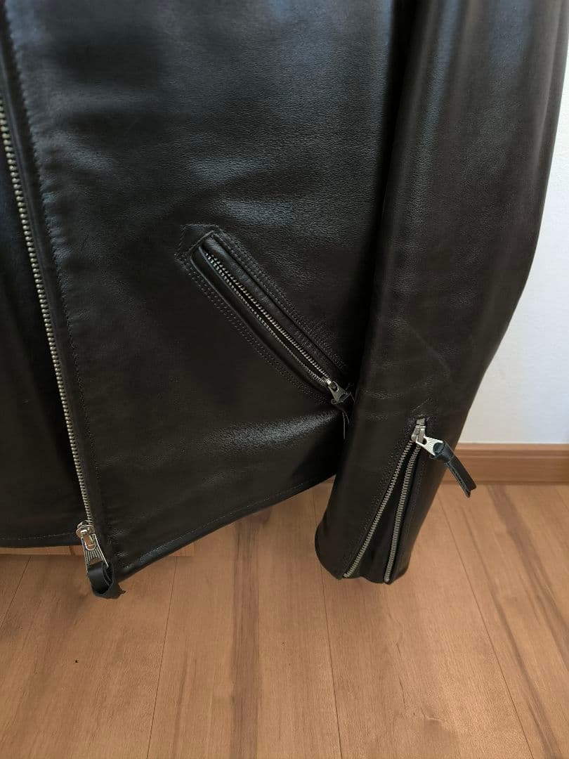 猫たちの父様向Cidu ブラック レザー シングルライダースジャケット Mサイズ