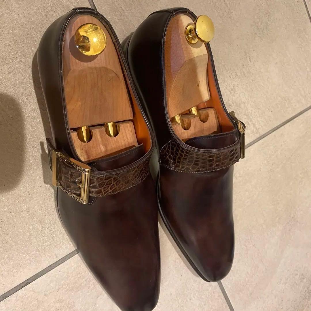 Ando　Santoni サントーニ カーフ×クロコダイル ダークブラウン