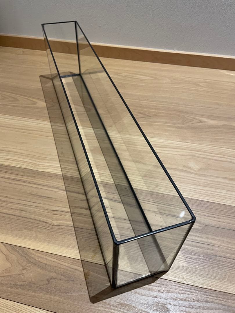 (未使用)ガラス花瓶フラット水槽　横幅60.5cm×縦9cm×高さ15.5cm