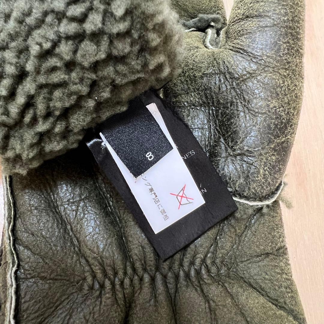 BALMAIN 14AW ムートン グローブ 手袋 レザー カーキ
