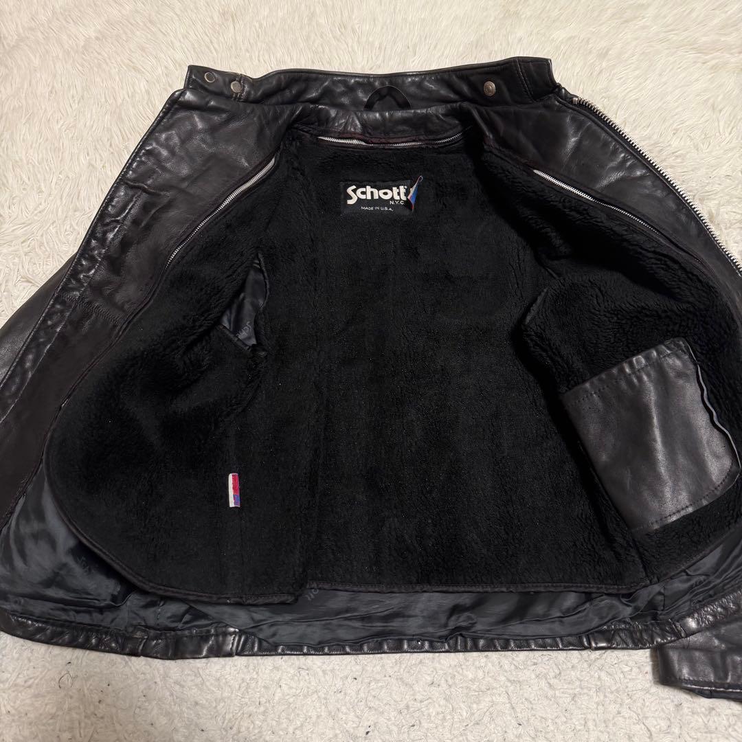希少美品XLサイズ相当　ショット　141 シングルライダースジャケット　ライナー