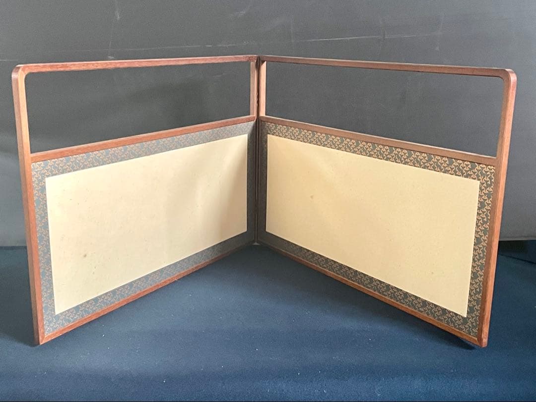 「祖」 網代 独楽繋ぎ 両面使い 上透かし 桑縁 風炉先屏風 （1118①）