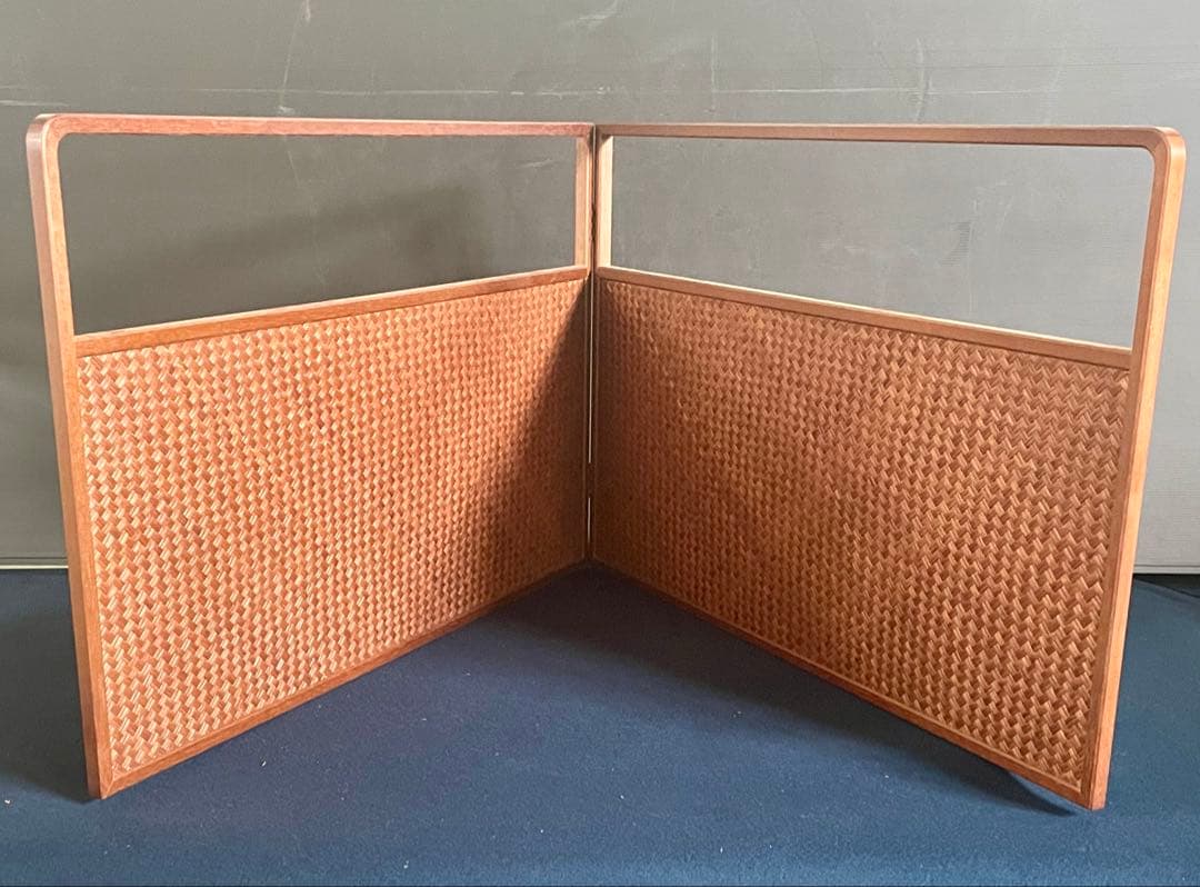 「祖」 網代 独楽繋ぎ 両面使い 上透かし 桑縁 風炉先屏風 （1118①）