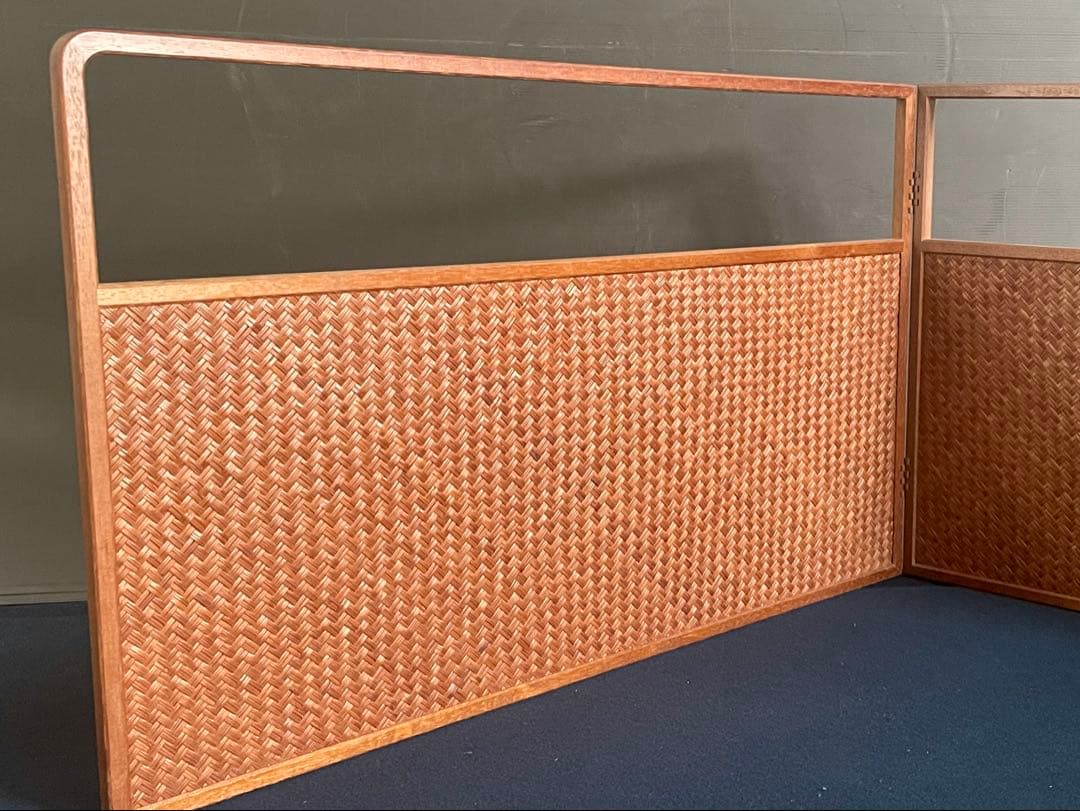 「祖」 網代 独楽繋ぎ 両面使い 上透かし 桑縁 風炉先屏風 （1118①）