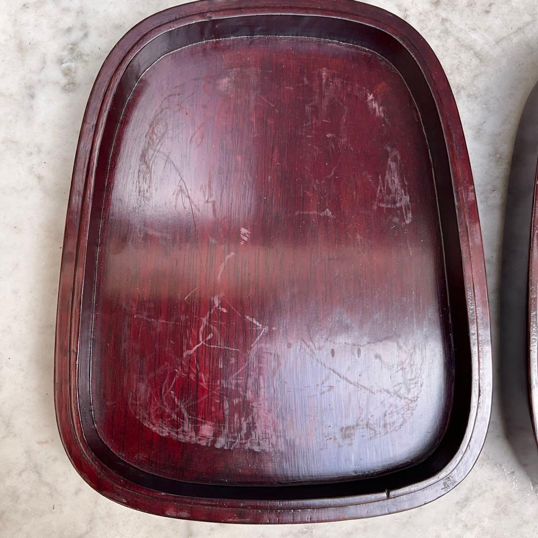 彫刻模様の硯、中国端硯、唐木ケース