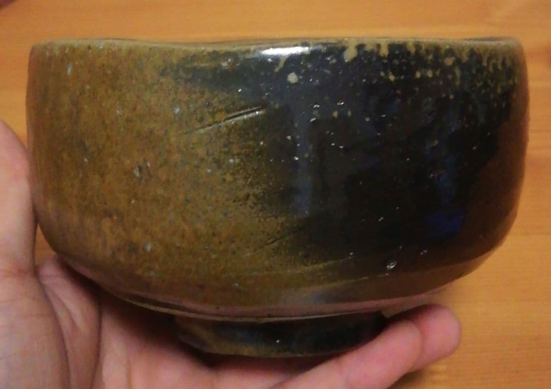 伊勢崎創作　備前焼　黒　茶碗　共箱　略歴付　茶道具