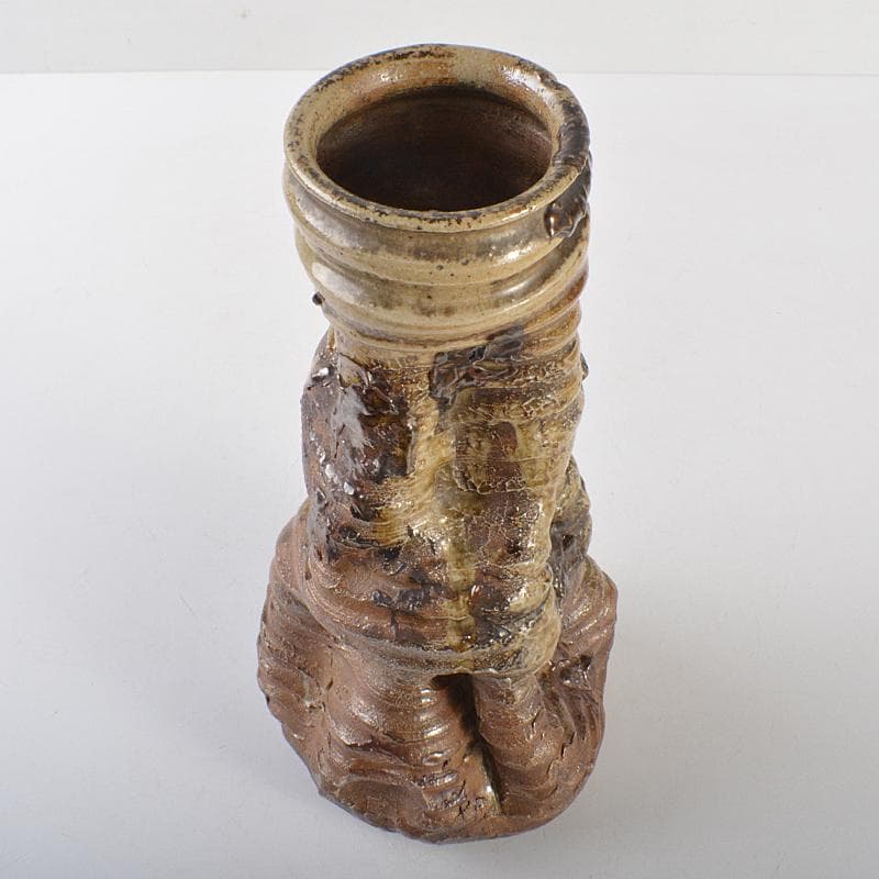 伊賀焼　古伊賀　江戸末期　変形花入　加藤卓男識箱　M　R6357B