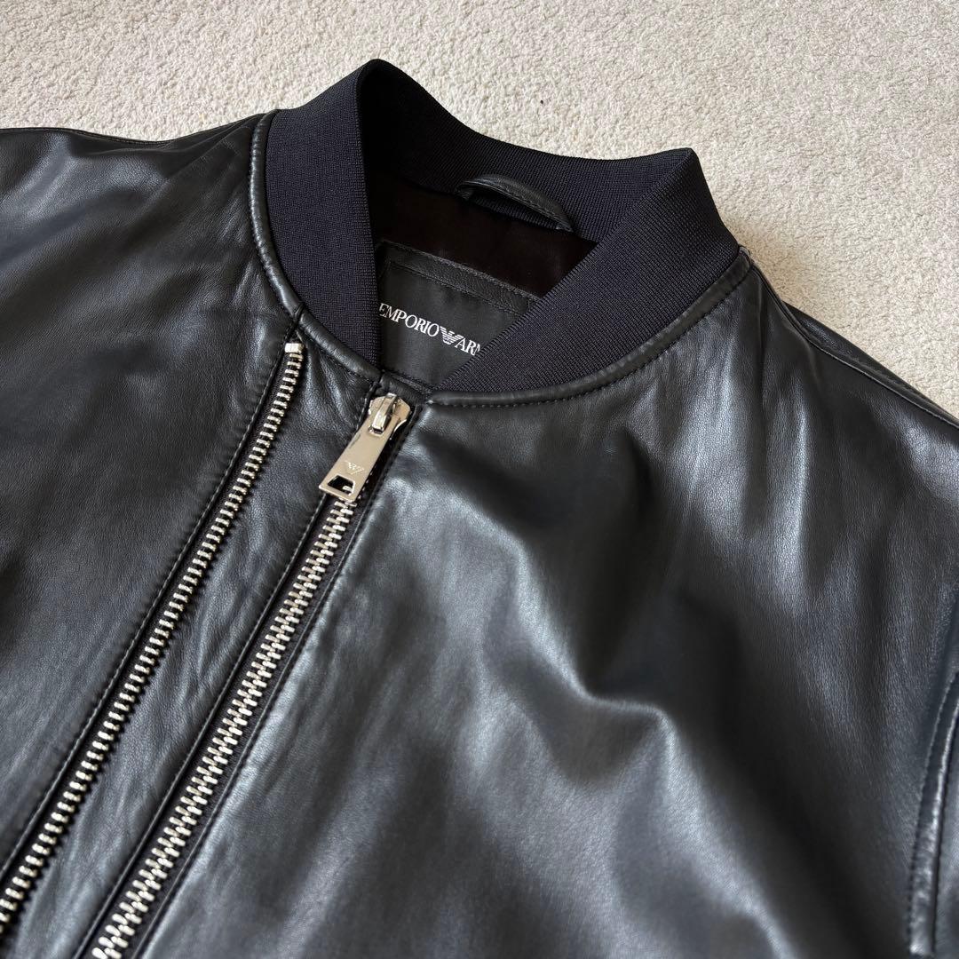 極美品 エンポリオアルマーニ 黒タグ レザージャケット 2WAY 2XLサイズ