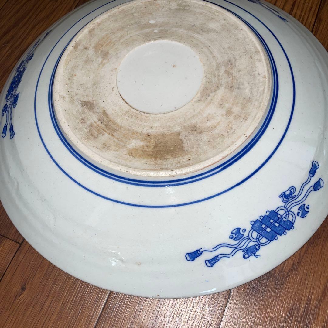 古伊万里？　染付　印判？皿　魚　大皿？