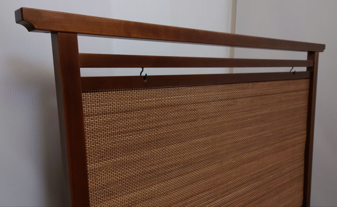 #和風衝立#間仕切り　燻し竹　変わり織り暖簾使用　和風１枚式衝立