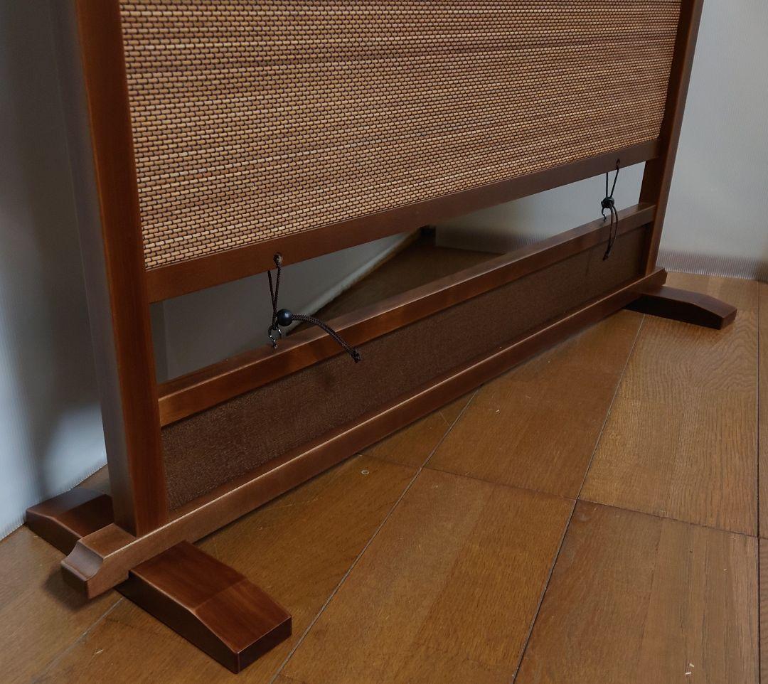 #和風衝立#間仕切り　燻し竹　変わり織り暖簾使用　和風１枚式衝立