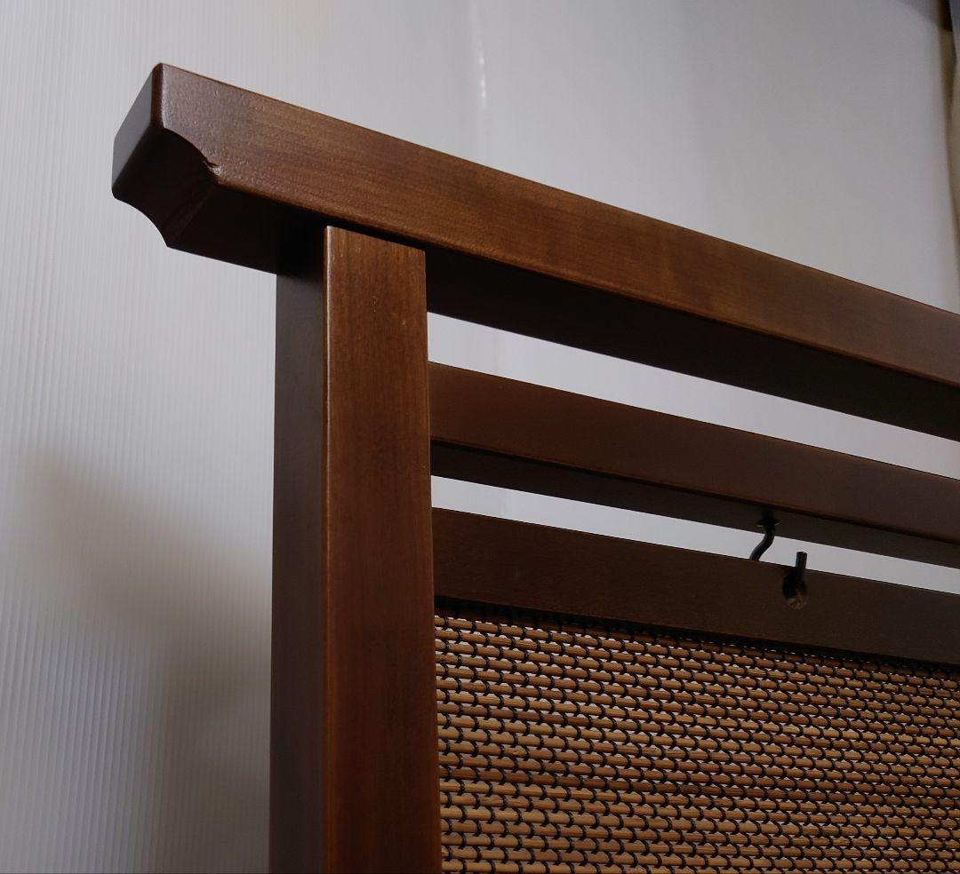 #和風衝立#間仕切り　燻し竹　変わり織り暖簾使用　和風１枚式衝立