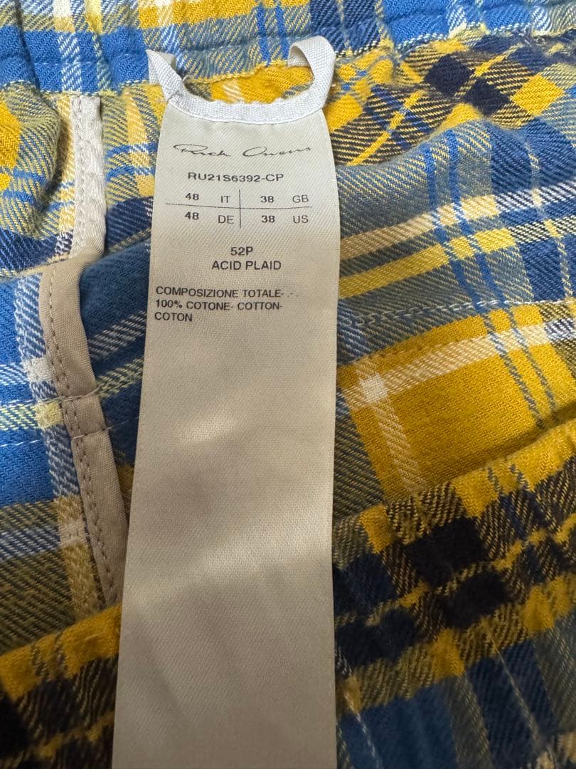 リックオウエンス 21SS RU21S6392-CP チェック柄サルエルイージー