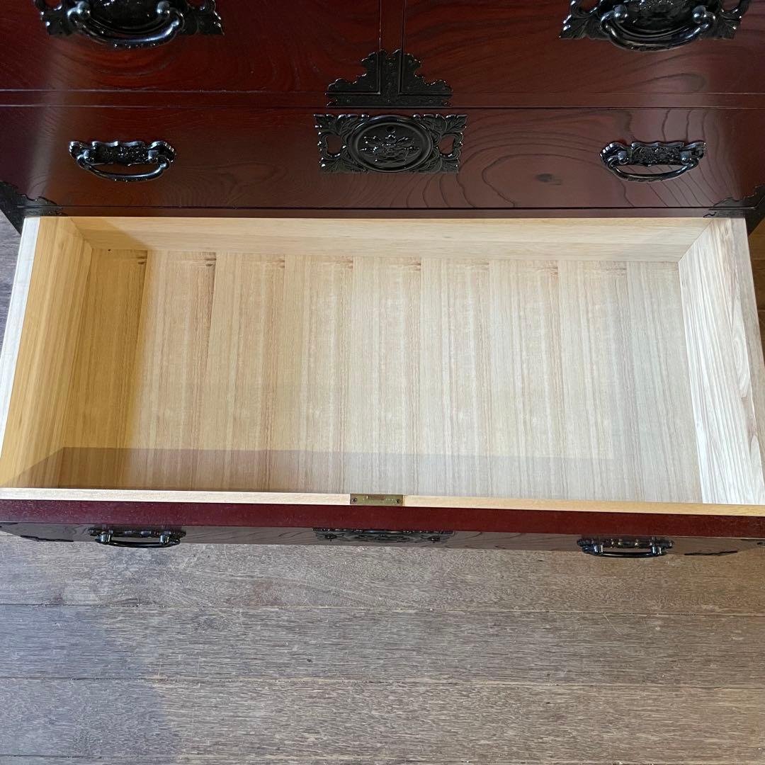 飛鳥工芸家具 車箪笥 民芸箪笥 4段チェスト 欅 和製アンティーク 民芸家具