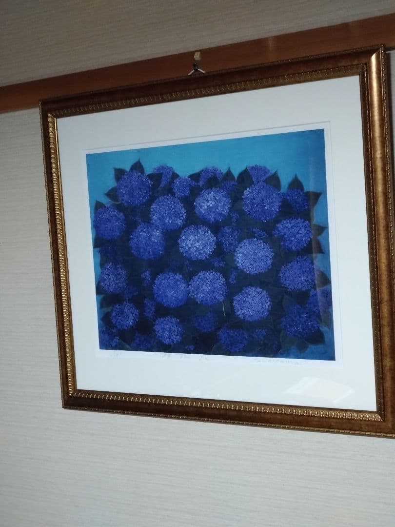 園山幹生　リトグラフ　美術品　絵画　版画　インテリア　1/100 紫陽花の絵