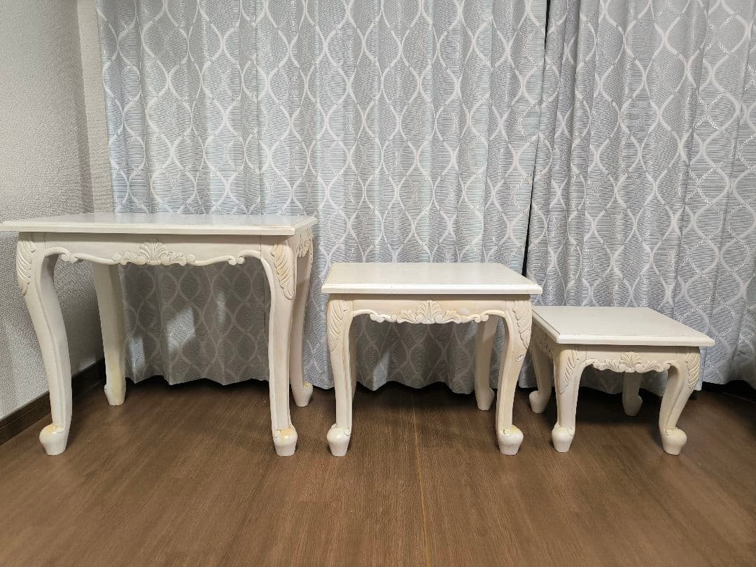 【5/15まで値下】ネストテーブル　ロココ調　猫足　三点セット　アンティーク　姫