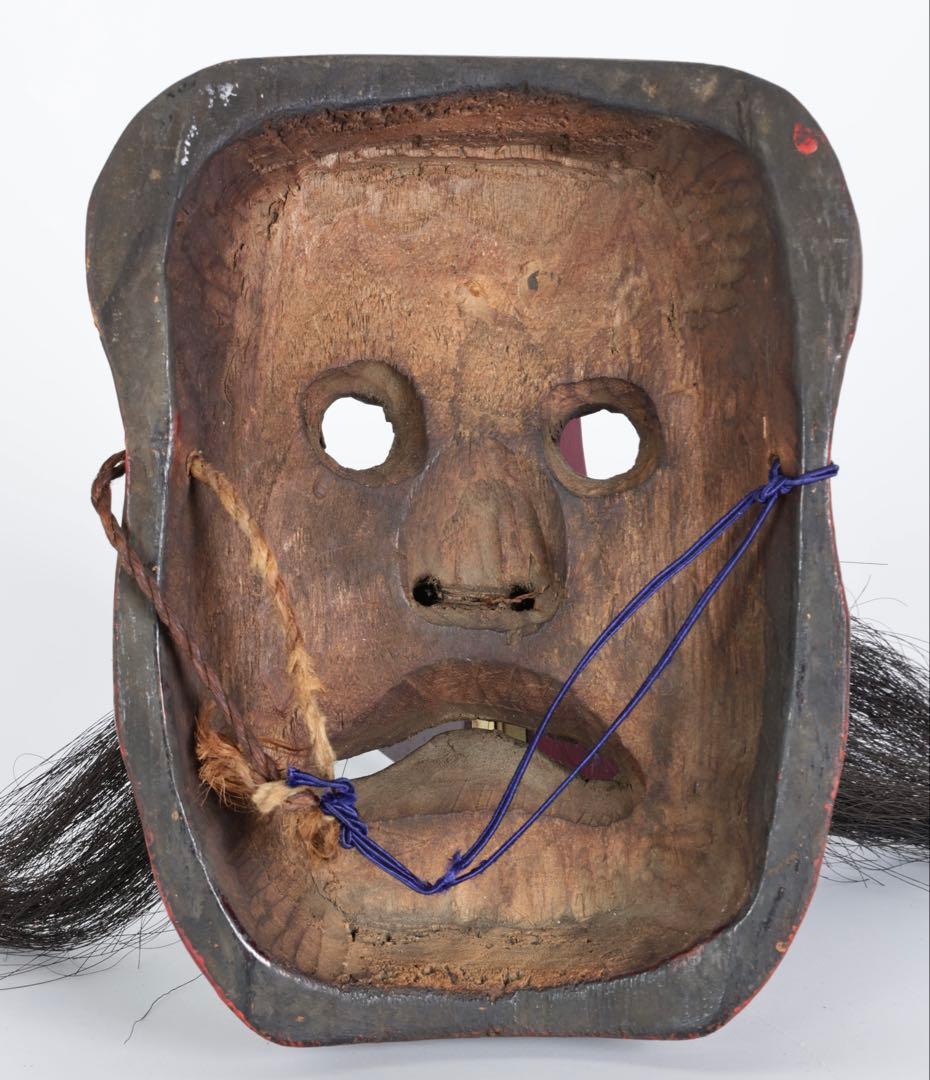 木彫神楽面 小天狗 赤天狗 古面 縁起物 魔除け 能面 狂言面 古美術 骨董品