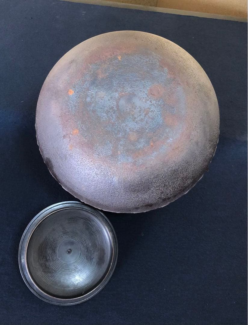 《R》茶道具 阿弥陀釜 鐶付 釜師 高橋敬典作 共箱　260121き6