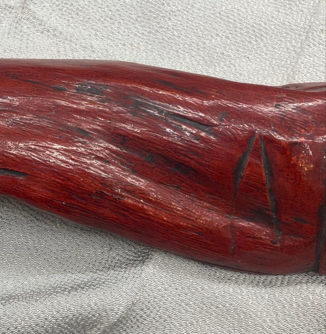 B475b「天然木 魚」後藤太平造　共箱　後藤塗　朱漆　讃岐　六十八歳作