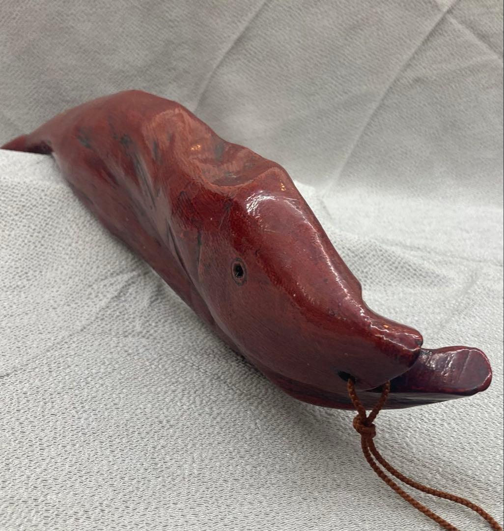 B475b「天然木 魚」後藤太平造　共箱　後藤塗　朱漆　讃岐　六十八歳作