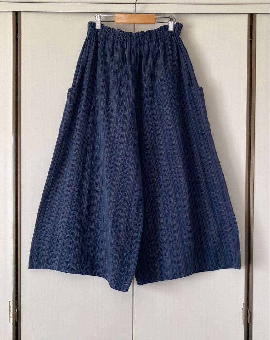 はらっぱ 会津木綿キュロットパンツ (はかま丈) やたら紺