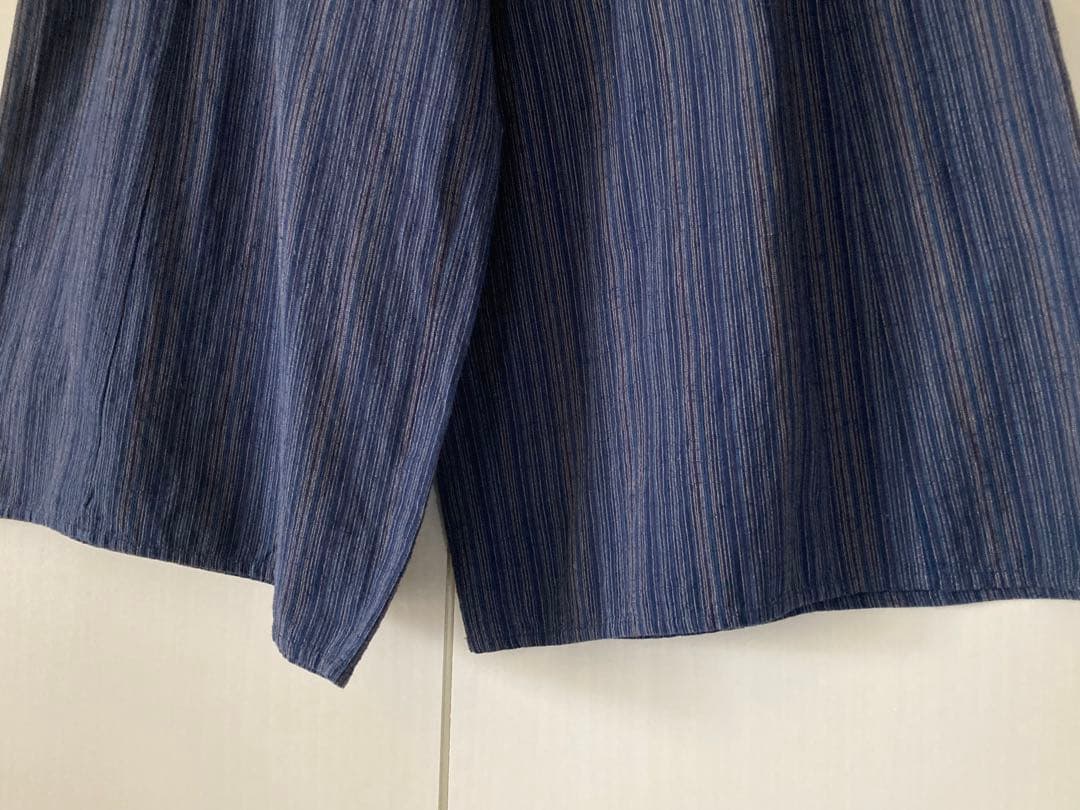 はらっぱ 会津木綿キュロットパンツ (はかま丈) やたら紺