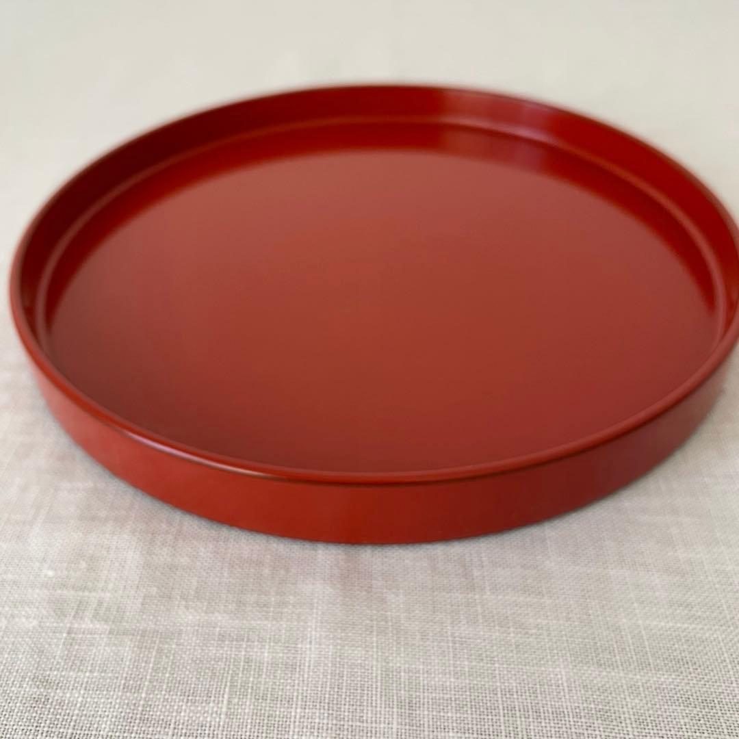 輪島塗 極上本堅地 丸盆 黒塗・朱塗 2枚セット 18cm お盆