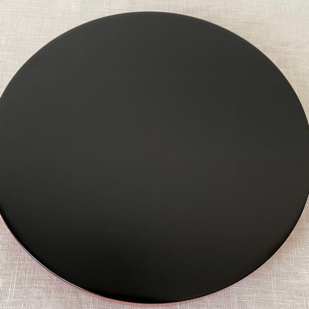 輪島塗 極上本堅地 丸盆 黒塗・朱塗 2枚セット 18cm お盆