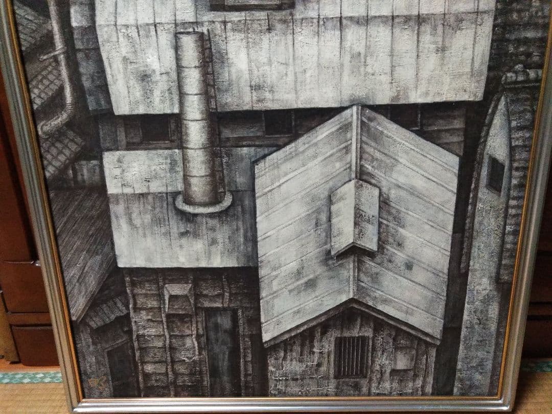 日本画(38)　海辺の廃屋