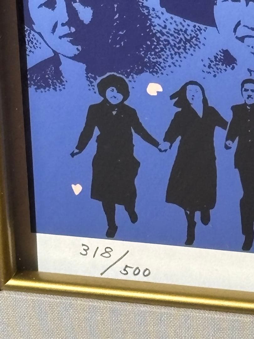 佐藤満　桜と人々の版画318/500作者サインあり